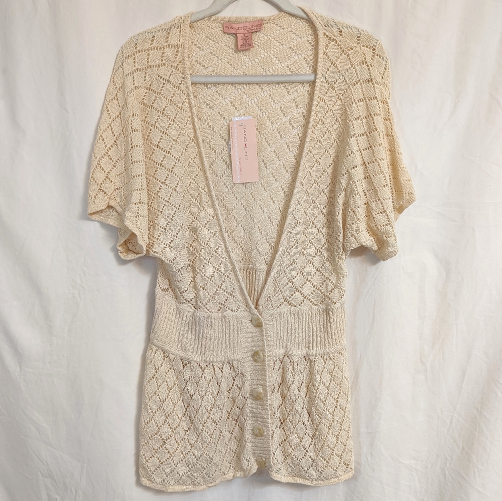 Bandolino Short Sleeve Crochet Cardigan